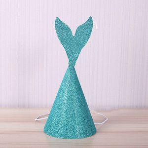 10Pcs Papier Glitter Mermaid Verjaardag Hoed Kinderen Mermaid Hoofdband Decoratie Caps Diy Kartonnen Mermaid Tail Hoeden Photo Props