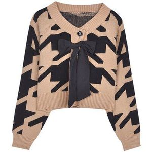 Ezgaga Strik Knit Vest Vrouwen Mode O-hals Geometrische Uitloper Herfst Winter Harajuku Crop Tops Koreaanse Trui Vrouwelijke