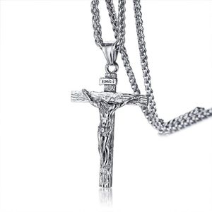 Mannen Kettingen Inri Jesus Christian Cross Hanger Vintage Rvs Met Tarwe Chain
