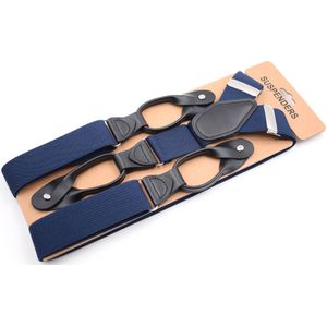 Blauw Bruin Bretels Voor Mannen Y-Back Lederen Getrimd Knop End Elastische Smoking Bretels Mens Accessoires