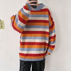 Privathinker Herfst Winter Mannen Gebreide Truien Koreaanse Kleurrijke Gestreepte Man Oversized Truien Paar Mannelijke Casual Tops