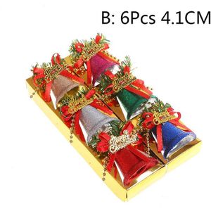 6 Stks/doos Kerst Klokken Kit Opknoping Ornament Mini Jingle Bells S/L Maat Bells Xmas Tree Thuis Party Decoratie