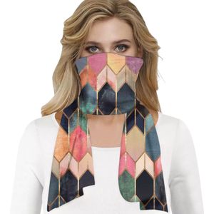 Vrouwen Diamant Rooster Print Gezichtsmasker Sjaal Winter Lente Warm Foulard Katoen Zachte Nek Sjaals Ring Wraps Cover # t1P