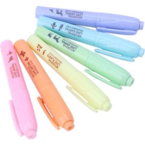 6 stks/set Candy Kleur Markeerstift Notebook Maker Pennen Fluorescerende Lijn Marker Pen