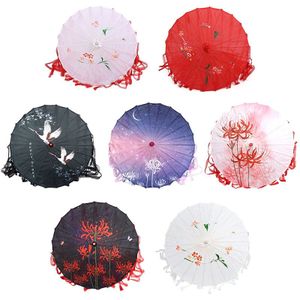 Zijde Doek Kant Paraplu Vrouwen Kostuum Fotografie Props Tasseled Paraplu Yarned Chinese Klassieke Olie-Papier Paraplu Parasol