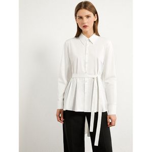 Amii Minimalisme Herfst Causale Witte Revers Losse Vrouwen Shirt Tops Single-Breasted Riem Volledige Mouw Vrouwelijke Overhemd 12070279