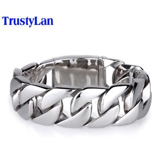 Trustylan glanzende glossy 316l rvs heren armbanden punk 20mm breed ketting link armbanden accessoire sieraden armband mannen