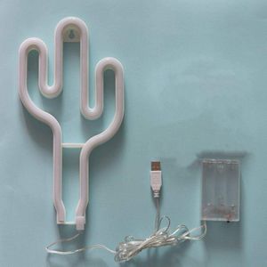 Cactus Neon Borden Licht Led Groen Cactus Lichten Wandlamp Room Decor Batterij/Usb Operated Voor Kid 'S Slaapkamer bar Bruiloft Christma