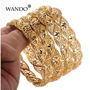 WANDO 4 stks/partij Ethiopische Gouden Kleur Bruiloft Armbanden voor Vrouwen Bruid Armband Afrikaanse Sieraden Ramadan Midden-oosten Artikelen B12