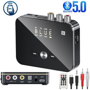 Bluetooth Receiver Transmitter 5.0 NFC Stereo 3.5mm AUX Jack RCA Optical Wireless Audio Adapter Mic IR Remote Control For TV