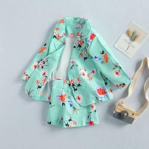 Kinderen Meisjes Bloemen Jas + Shorts Tweedelige Pak Kids Baby Mode Pak Kleding Sets 0-5Y