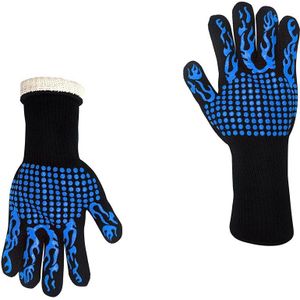 1 Pair BBQ Gloves Heat Resistant Thick Silicone Gloves Cooking Baking Barbecue Oven Gloves BBQ Grill Mittens Kitchen Tools