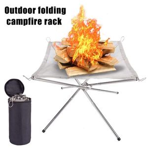 Draagbare Outdoor Vuurkorf Camping Rvs Mesh Haard Opvouwbaar Voor Outdoor Patio SMR88