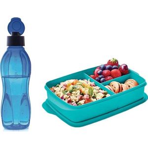Tupperware Voeding Set (Compartiment Lunchbox 1 L En Eco Fles 750 Ml Koraal) kids School Werk Home Reizen Gezonde