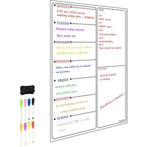 A3 Schema + 8-Kleur Pen + Gum + Papier Buis Verpakking Gewoon Update Uw Whiteboard Planner Als Een maaltijd Planner Tool 1 Set