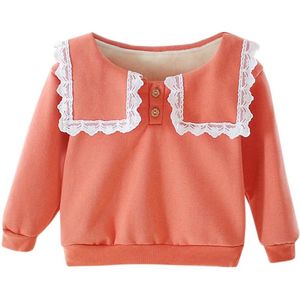 Baby Meisje Kids Sweatershirt Comfort Soft Lange Mouwen Trend Knoppen Stiksels Kleding Kant Kleding