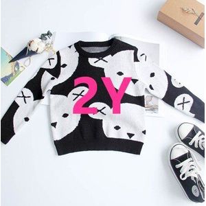 1-5Y Kids Katoen Gebreide Zwart Wit Beer Trui Truien Baby Meisjes Jongens Kleding Kinderen 'Cartoon Tops Bovenkleding