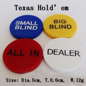 4 stks/partij Dealer + Big Blind + Kleine Blind + All in Poker chips Texas Hold'em Accessoires ABS Materiaal Prachtige en delicate