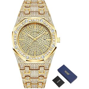 Iced Out Horloge Mannen Hip Hop Diamond Heren Horloges Top Brand Luxe Steel Gouden Klok Relogio Masculino Montre homme