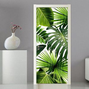 Diy Zelfklevende Waterdichte Deur Sticker Groen Blad Muurstickers Muurschildering Woonkamer Keuken Restaurant Pvc Vinyl Deur Behang