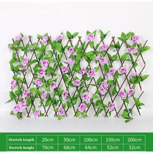 Kunstmatige Hedge Muur Tuin Hek Met Bloemen Bladeren Outdoor Planten Hedge Duurzaam Intrekbare Tuin Vangrail Decoratie
