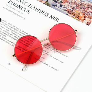 Iboode Koreaanse Zonnebril Kinderen Vintage Retro Ronde Metalen Zonnebril Jongen Meisje Kids Eenvoudige Zwart Roze Rode Bril oculos