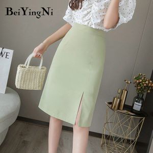 Beiyingni Elegante Vintage Vrouwen Rok Kantoor Werkkleding Casual Zomer Hoge Taille Rokken Mode Alle-Match Slim Street Saia mujer