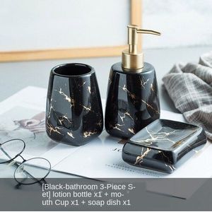 De Nordic Keramische Ins Sanitair Wassen Set Licht Luxe Marmer Serie Badkamer Model Kamer Decoratie Tandenborstelhouder