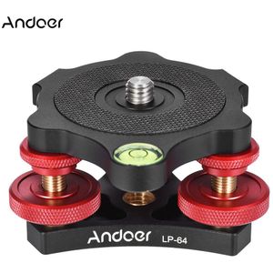 Andoer LP-64 Camera Statief Hoofd Leveling Base Tri-wiel Precisie Leveler w/Bubble Level 3/8 &quot;Schroef Aluminium legering Belasting 15 kg