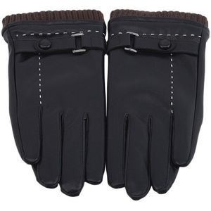Zwart Pu Lederen Handschoenen Mannelijke Dunne Stijl Rijden Lederen Heren Handschoenen Antislip Volledige Vingers Palm Touchscreen