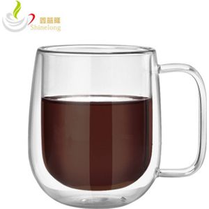 Geïsoleerde Dubbele Laag Dikbuikige Glas Cup Creatieve Koffiekopje Borosilicaatglas Hoge Temperaturen Geïsoleerde Beker