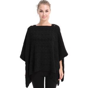 Casual Hollow Gebreide Trui Vrouwen Mode Poncho Sjaal Effen Trui Vrouwen Mouwloze Poncho En Capes