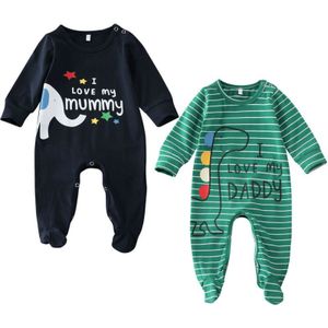 Baby Boy Nachtkleding Gestreepte Gewaden Unisex Pasgeboren Baby Baby Jongen Kids Knit Romper Jumpsuit Bodysuit Kleding Outfits 0-6 maanden