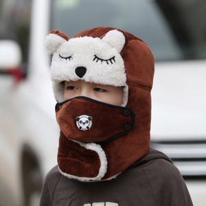 Kids Hats Sky Hats Kids Baby Boy Girl Winter Warm Plush Scarf Hats Earflap Beanie Hat Cap Cute BearToddler Kids