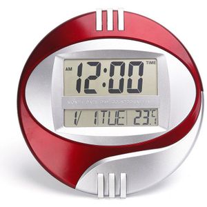 LED Ronde Elektronische wandklok groot aantal display Snooze Tafel Klok Mute Beugel Klok LCD met Kalender Temperatuur