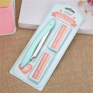 Draagbare Wenkbrauw Scheermes Set Wenkbrauw Trimmer Met 10 Scheermessen Eye Brow Shaper Scheerapparaat Facial Hair Remover Voor Vrouwen Makeup Tools
