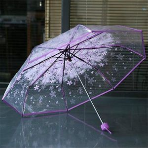 Transparante Paraplu Outdoor Kersenbloesem Paddestoel Apollo Kersenboom 3 Fold Beschermende Paraplu Kinderen Umbrella55 #