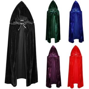 Halloween Hooded Fluwelen Mantel Robe Middeleeuwse Hekserij Cape Robe Kostuum Unisex