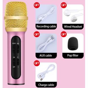 Draagbare Professionele Karaoke Condensator Microfoon Zingen Opname Live Microfone Voor Mobiele Telefoon Computer Met Echo Geluidskaart