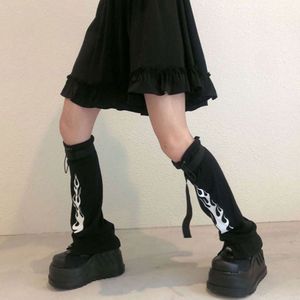 Vlam Afdrukken Sokken Vrouwen Lente Harajuku Anti-Slip Zak Gesp Lace Up Sokken Studenten Meisjes Mode Sokken calcetines