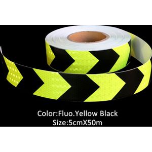 5Cm X 50M Reflecterende Waarschuwing Tape Zelfklevende Sticker Met Rood/Wit Geel/Rood Geel/blauw/Witte Pijl Afdrukken Voor Auto