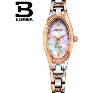 Binger Horloges Vrouwen Mode Luxe Horloge Quartz Volledige Rose goud Roestvrij Staal Horloges Waterdicht relogio feminino