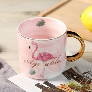 Nordic Marmer Mok Creatieve Flamingo Paar Mok Bruiloft Custom Keramische Koffiekopje Voor Valentijnsdag Verjaardag