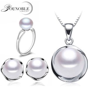Zoetwater Parel Sieraden Sets Zilver 925 Voor Vrouwen, Echte Parel Sieraden Oorbel Huwelijksverjaardag Moeder Zwart