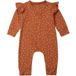 0-24M Pasgeboren Baby Meisje Stippen Romper Lange Mouw Jumpsuit Playsuit Outfit Kleding