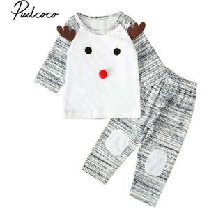 Baby Lente Herfst Kleding 2PCS Leuke Kerst Kleding Peuter Baby Jongen Meisje Rendier Tops + Broek Lange Mouwen outfits 0-24M