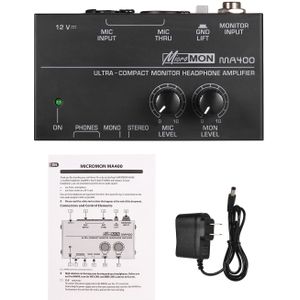 Ultra-Compact Monitor Hoofdtelefoon Versterker Amp met XLR Microfoon Ingang 6.35mm Monitor Input 6.35mm & 3.5mm headphon