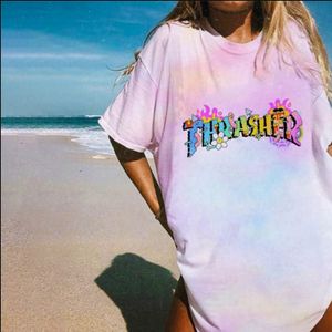 Zomer Vrouwen Oversized Tee Shirt Punk Tie Dye Print Losse T-shirt Vrouwelijke Harajuku Streetwear Hip Hop Grafische T-shirt