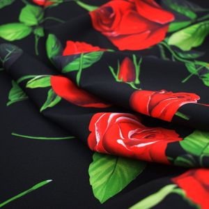 De Rode Roos Digitale Schilderen Stretch Habijabi Stof Voor Satijn Jurk Rok Tissu Afrikaanse Bazin Riche Getzner Telas Tissus Tela