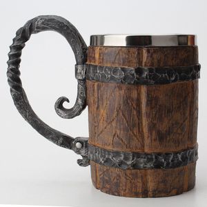 Houten Vat Roestvrij Staal Hars 3D Bier Mok Beker Game Tankard Koffiekopje Wijnglas Mokken 650Ml Beste Kreeg